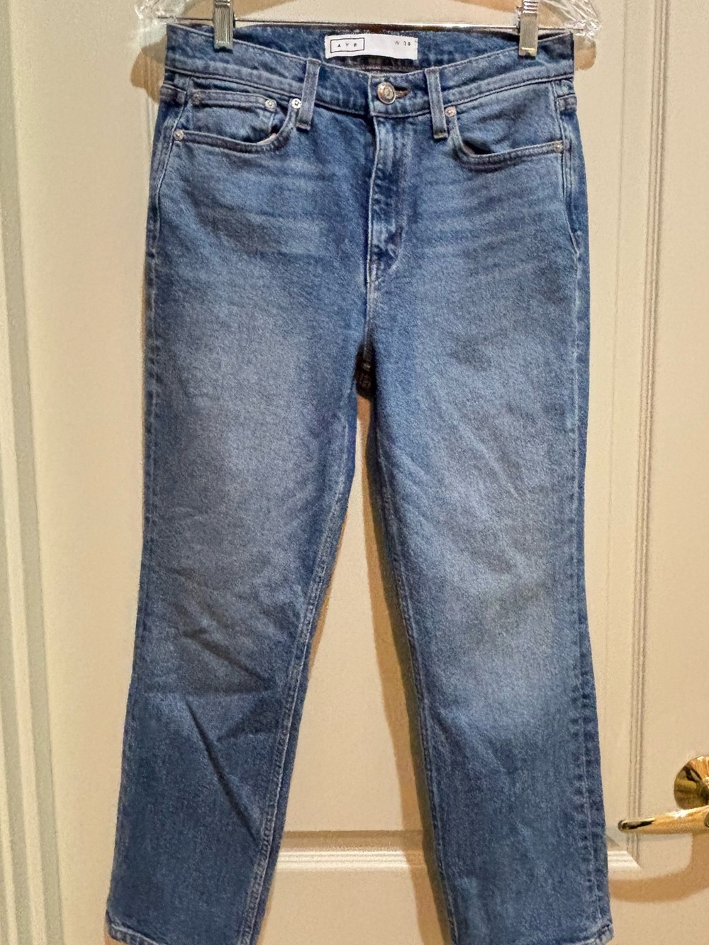 AYR Yes Yes Yes High Rise Straight Leg Jeans 28 US 6 Medium Blue Denim Casual